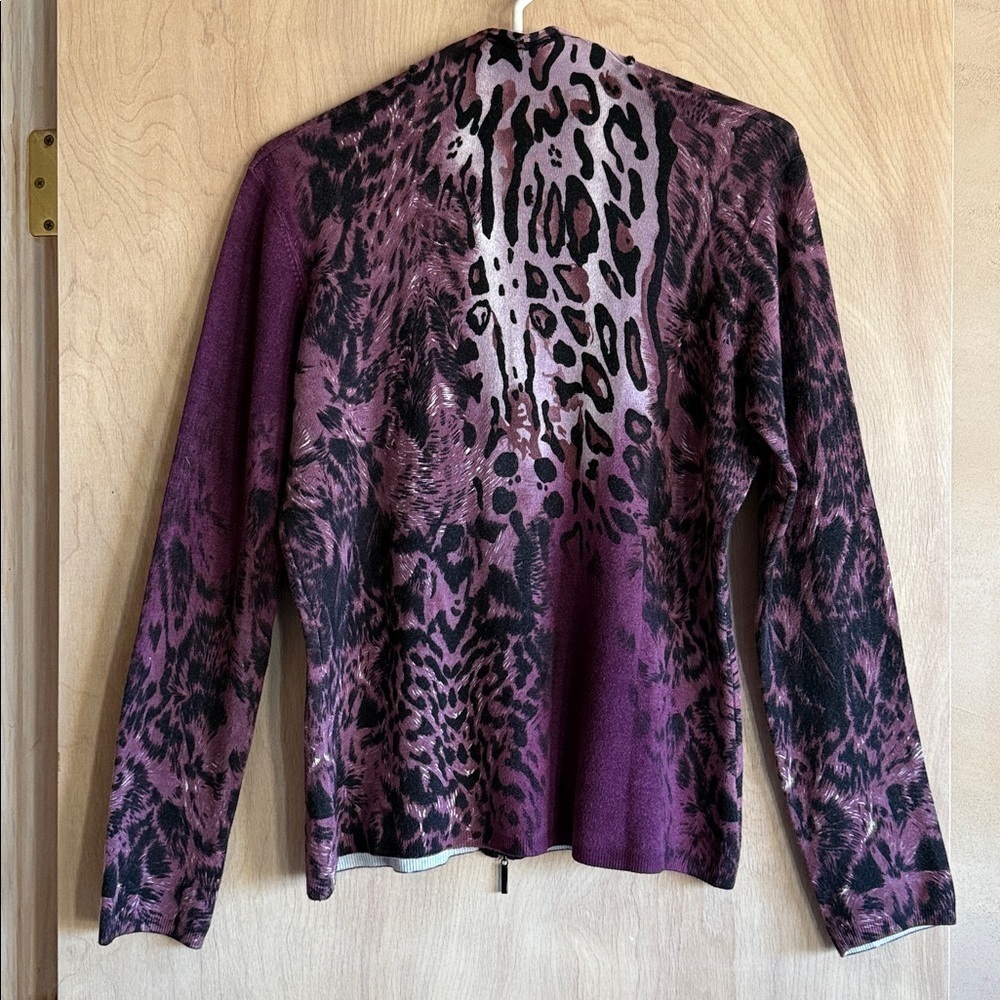 Alberto Mikali Full Zip Sweater Purple Black Embellished Women’s Large - Picture 8 of 14